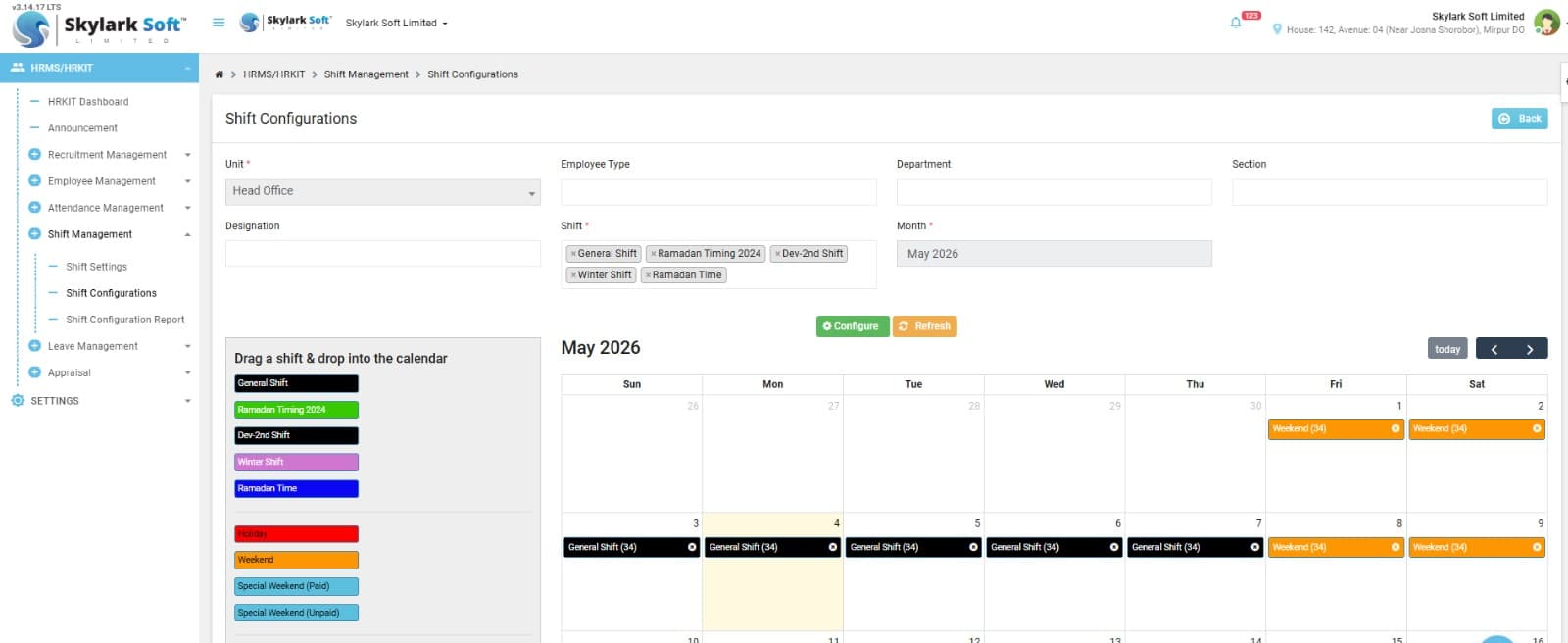 HRKIT HRMS dashboard showing employee attendance, payroll, and HR analytics