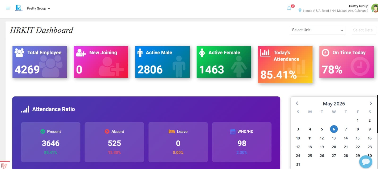 HRKIT attendance and shift management view